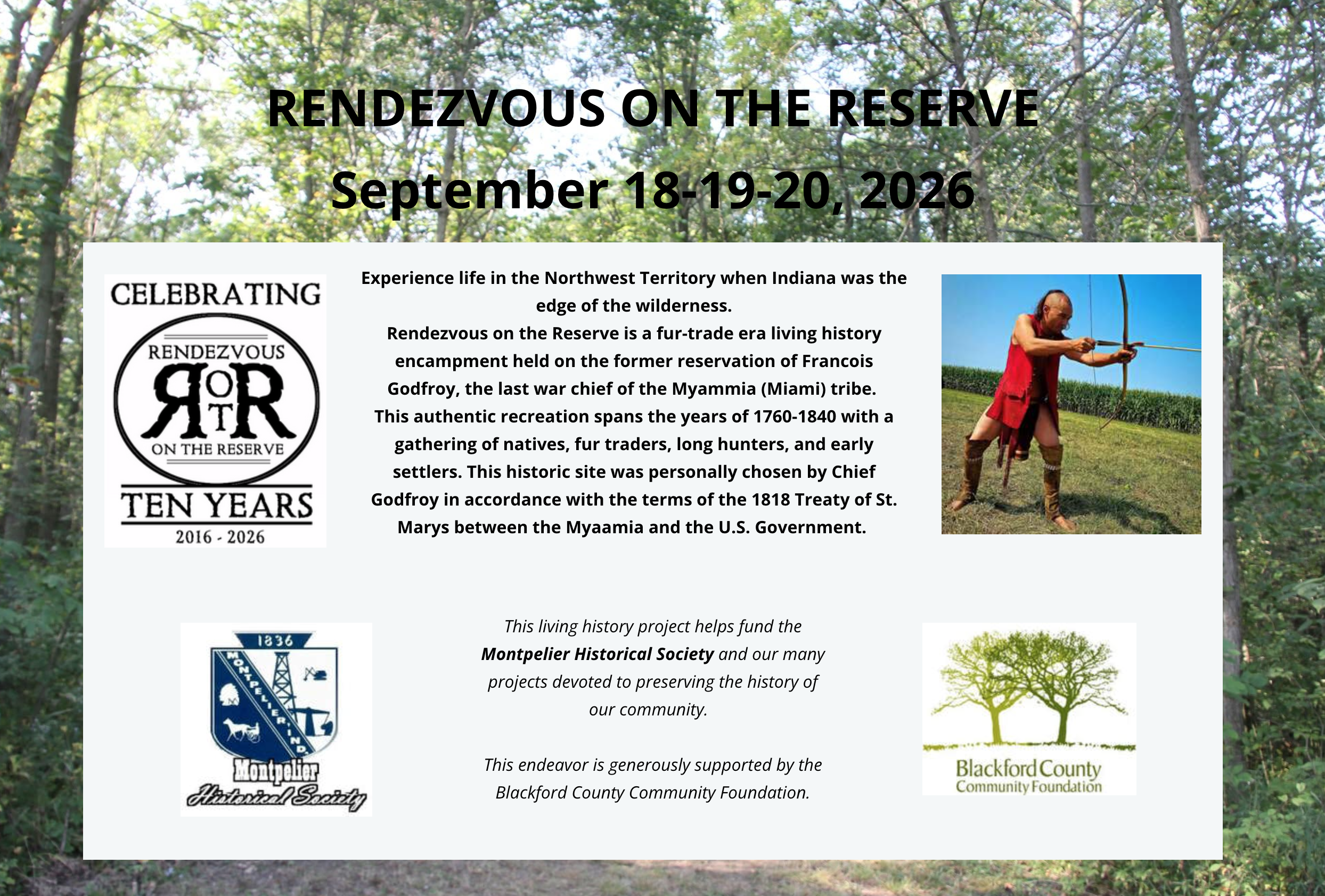 Living history encampment returns to Godfroy Reservation Sept. 18-20