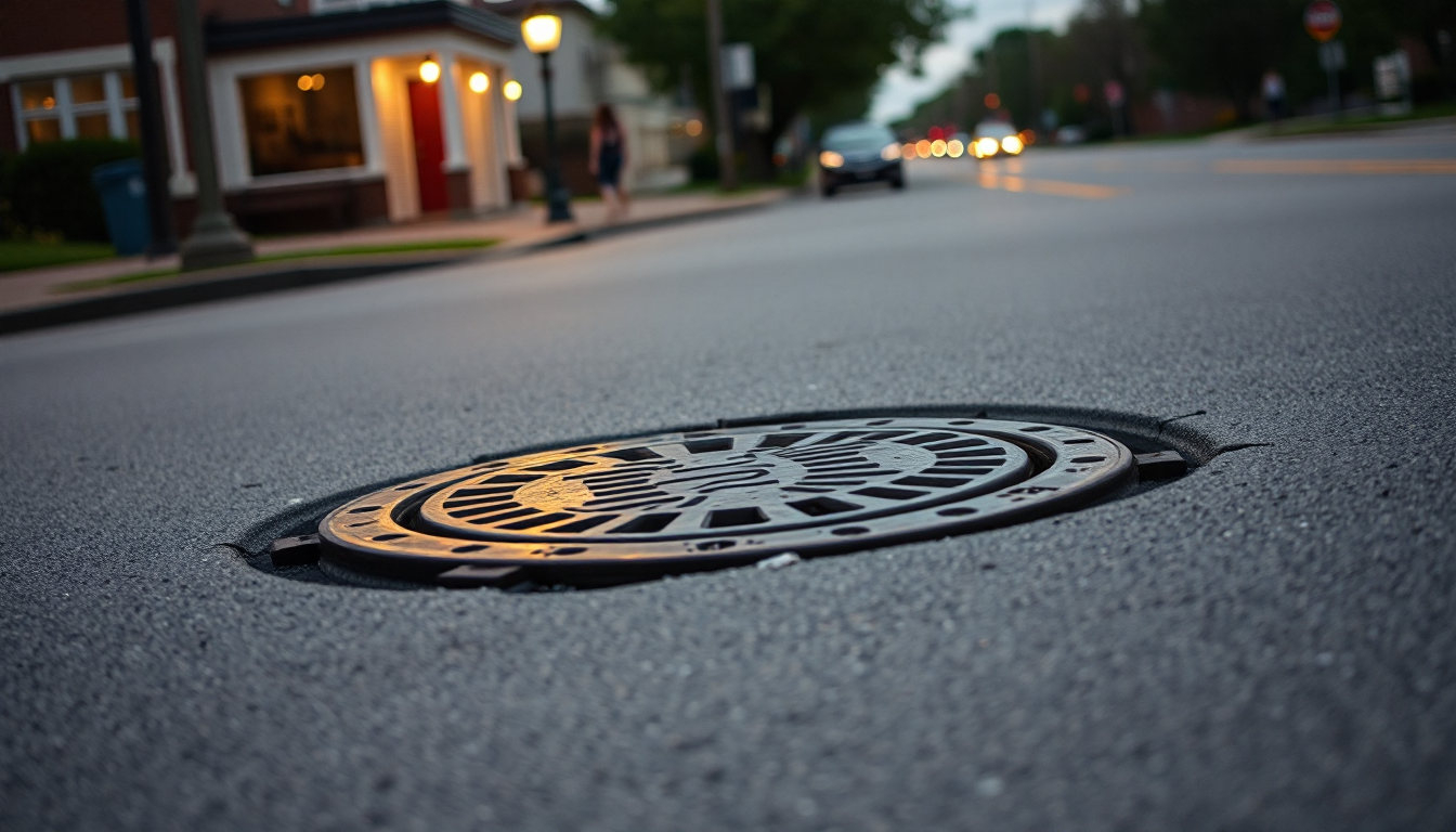 Main Street Manhole Left Offset After Repaving — Fix Being Scheduled